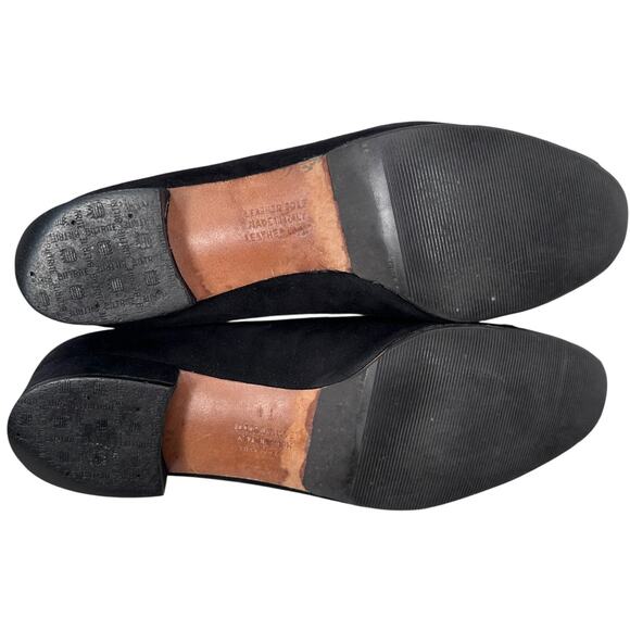 Salvatore Ferragamo Flats Women’s 6 B Black Pebbled Leather Nubuck Bow Shoes - Picture 6 of 9